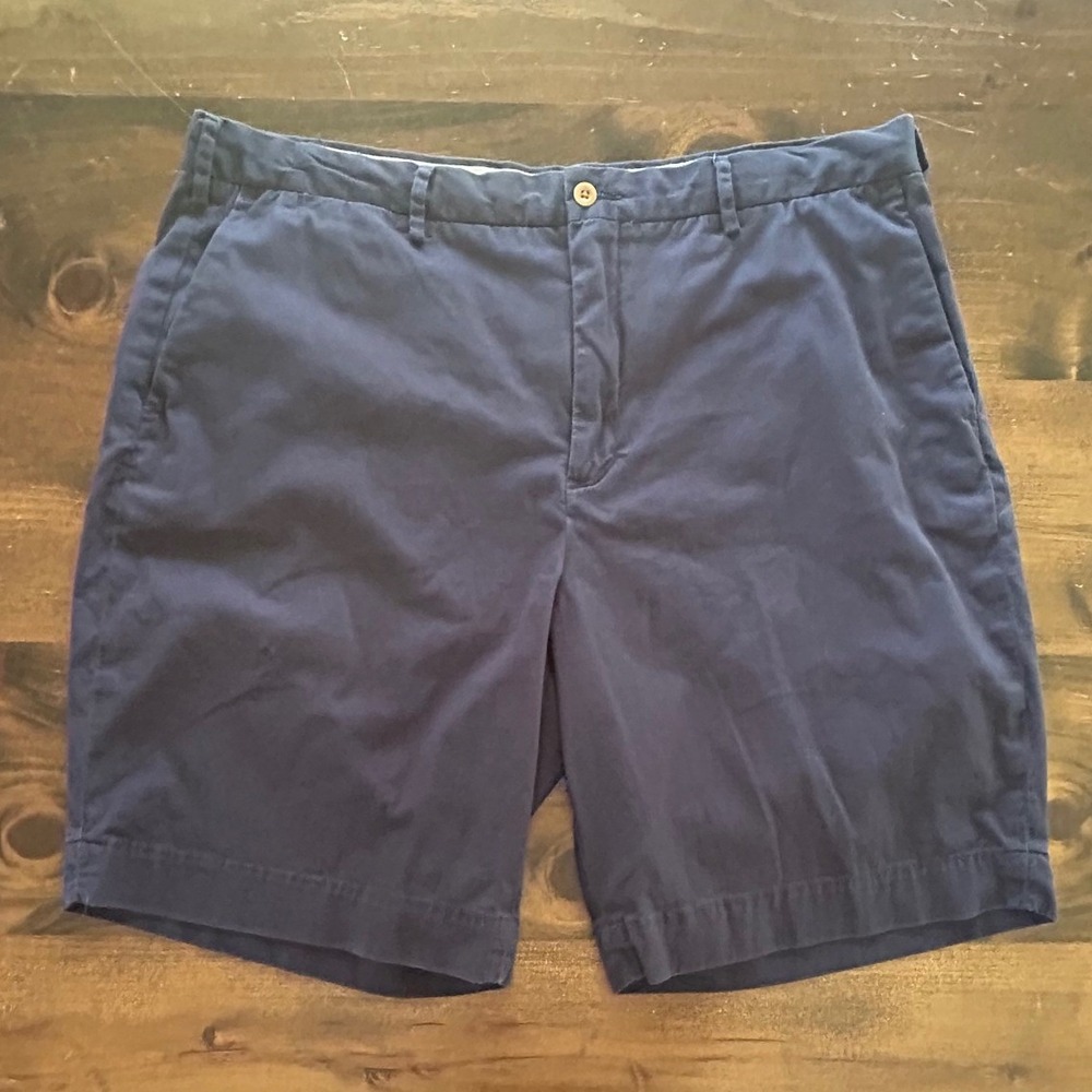 Ralph Lauren Polo Chino Shorts Sz 38 Navy Stretch Classic Fit Flat Front Preppy